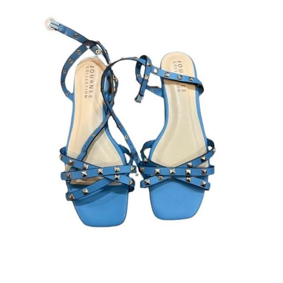 Journee Collection “Zendaya” Faux Leather Studded Slingback Sandals – Size 9.5 - Picture 5 of 8